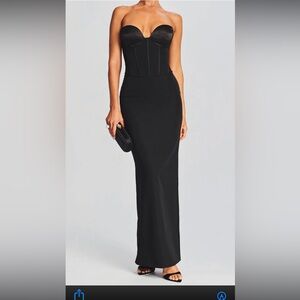Retrofete long black corset gown